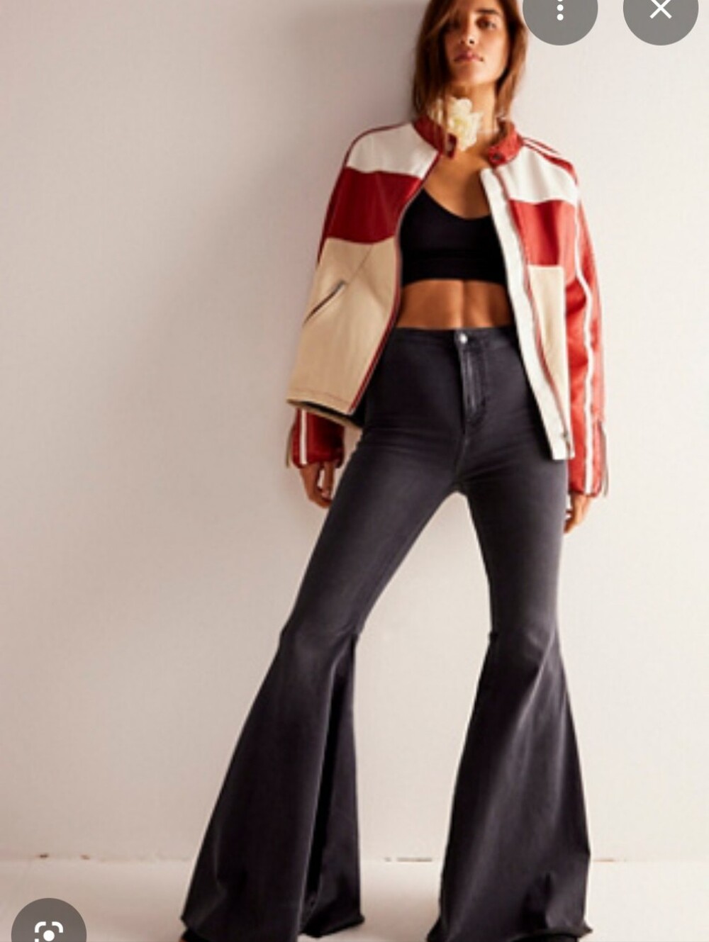 Free People Just Float on Flare High-Waist Black Jeans with Raw Hem 26